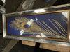 3D Glitter Peacock Feather Wall Art 40cm x 100cm - Blue