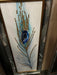 3D Glitter Peacock Feather Wall Art 40cm x 100cm - white