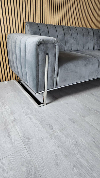 Genova Sofa Range 245cm x 245cm Corner Grey & Chrome
