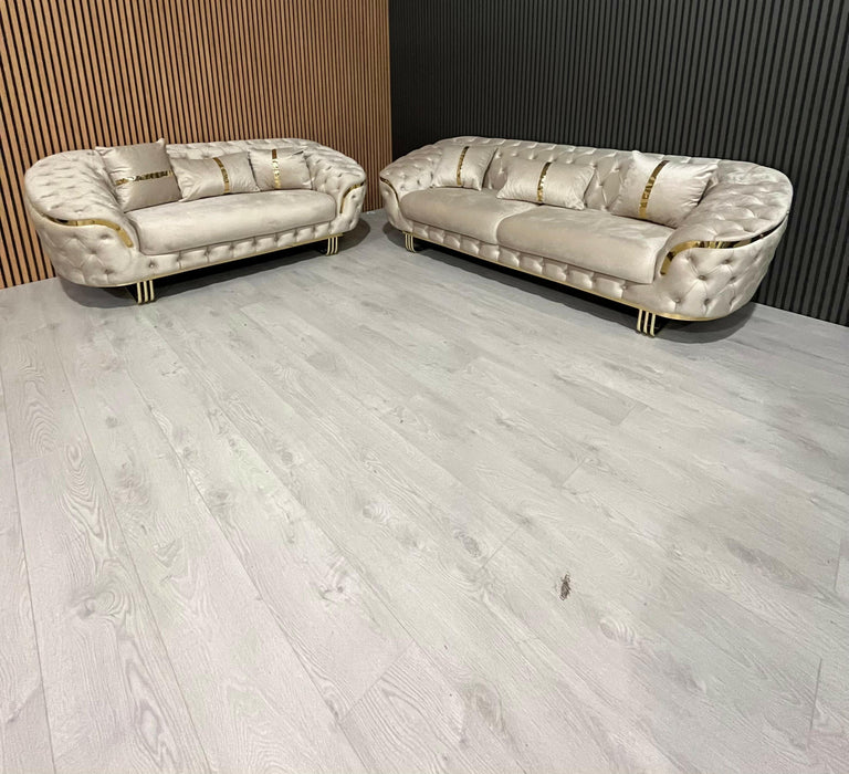 Bvlgari special 3+2 sofa in champagne and gold