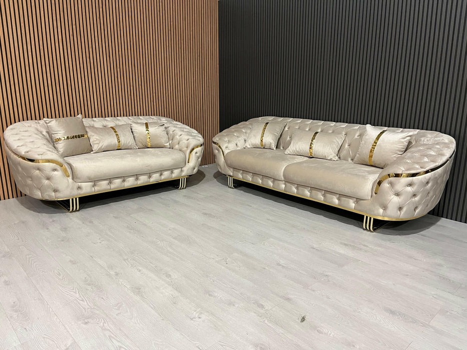 Bvlgari special 3+2 sofa in champagne and gold