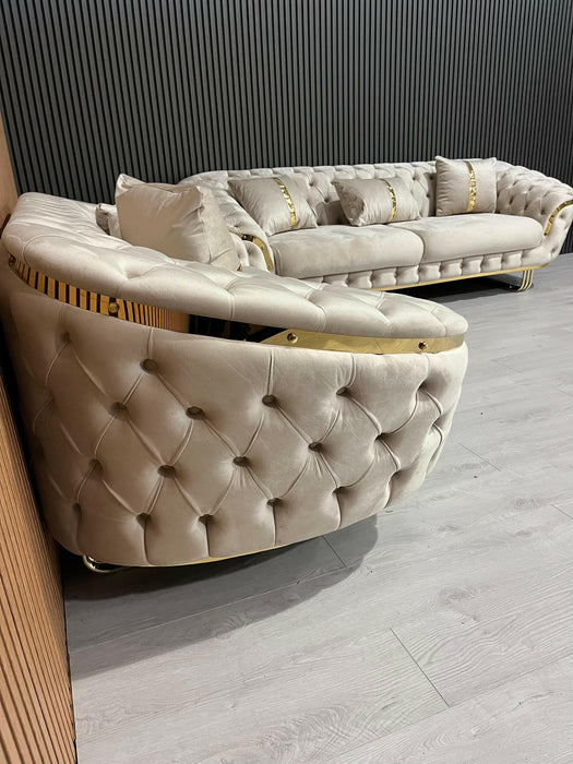 Bvlgari special 3+2 sofa in champagne and gold