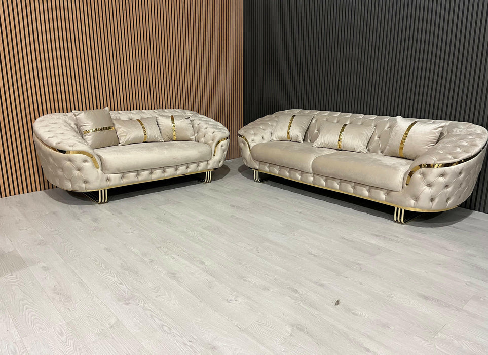 Bvlgari special 3+2 sofa in champagne and gold