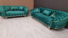 Ambassador Special 3+2 Seater Sofa In Emerald Green & Gold