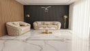 Ambassador 3+2 Seater Sofa – Champagne Velvet with Gold Detailing | Luxury Modern Sofa