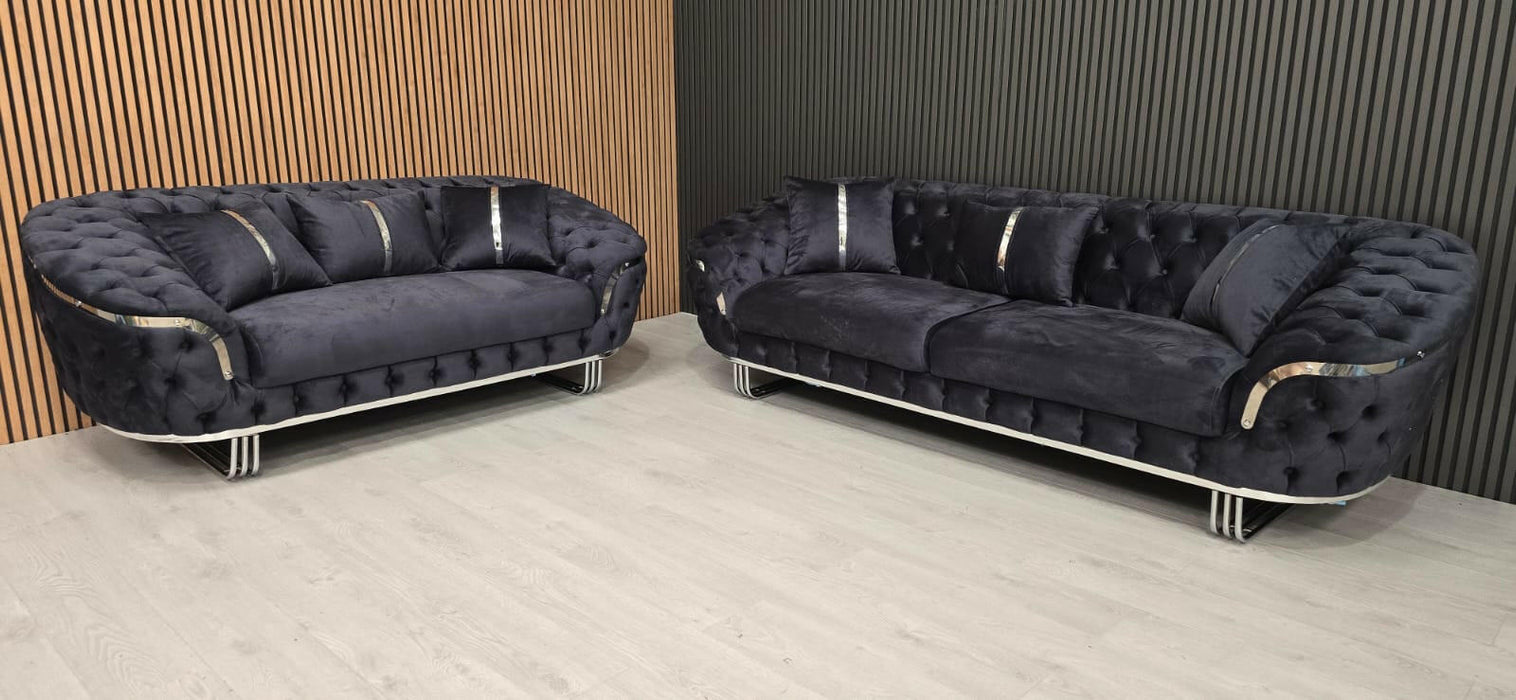 Bvlgari Special 3+2 Sofa Anthracite Grey & Chrome