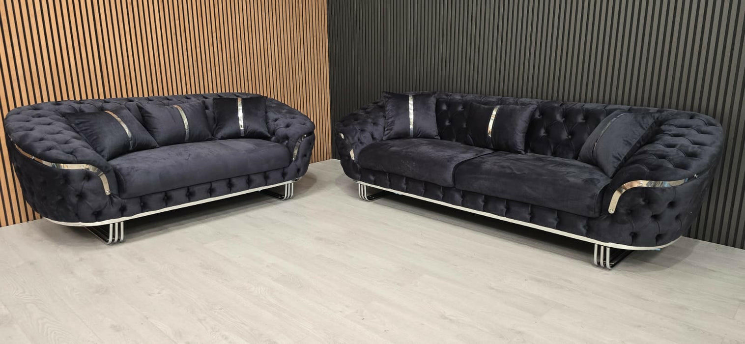 Bvlgari Special 3+2 Sofa Anthracite Grey & Chrome