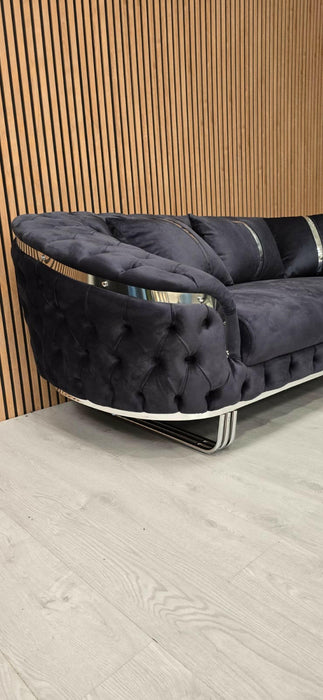 Bvlgari Special 3+2 Sofa Anthracite Grey & Chrome