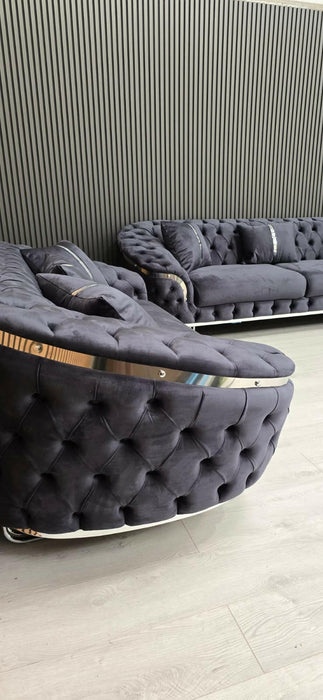 Bvlgari Special 3+2 Sofa Anthracite Grey & Chrome