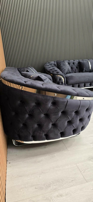 Bvlgari Special 3+2 Sofa Anthracite Grey & Chrome