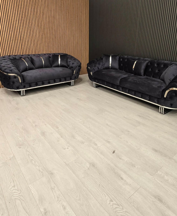 Bvlgari Special 3+2 Sofa Anthracite Grey & Chrome