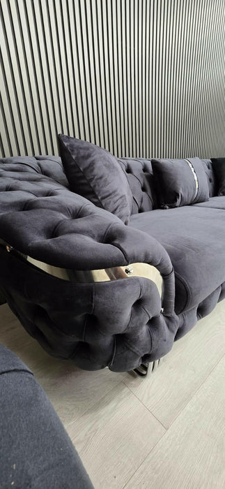 Bvlgari Special 3+2 Sofa Anthracite Grey & Chrome