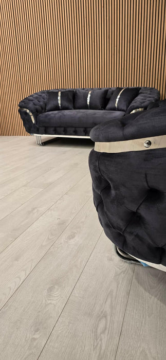 Bvlgari Special 3+2 Sofa Anthracite Grey & Chrome
