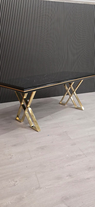Luna Black & Gold Metal Finish Dining Table Only