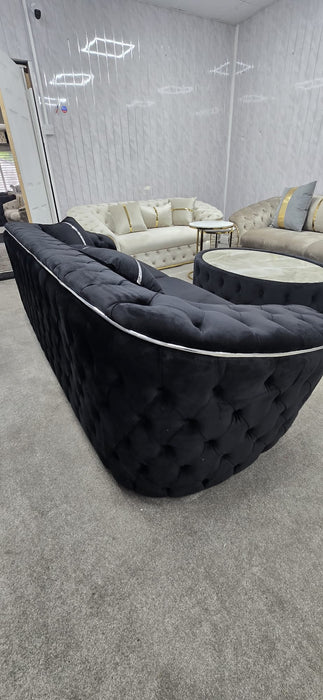 Khalifah 3+2 Seater In Black & Chrome