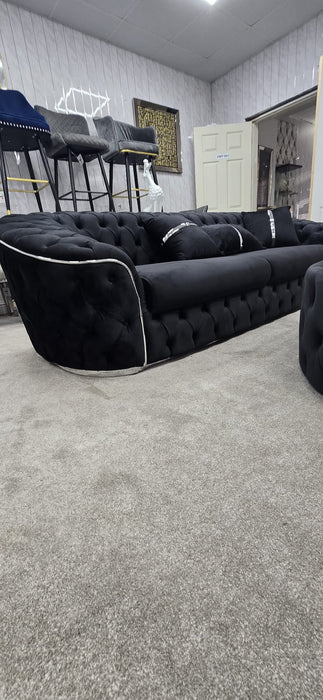 Khalifah 3+2 Seater In Black & Chrome