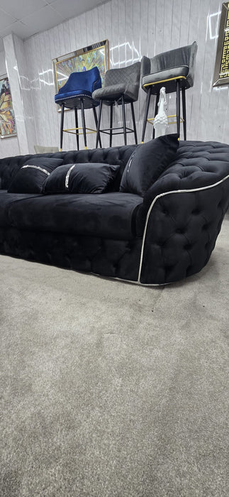 Khalifah 3+2 Seater In Black & Chrome