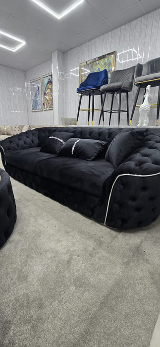 Khalifah 3+2 Seater In Black & Chrome