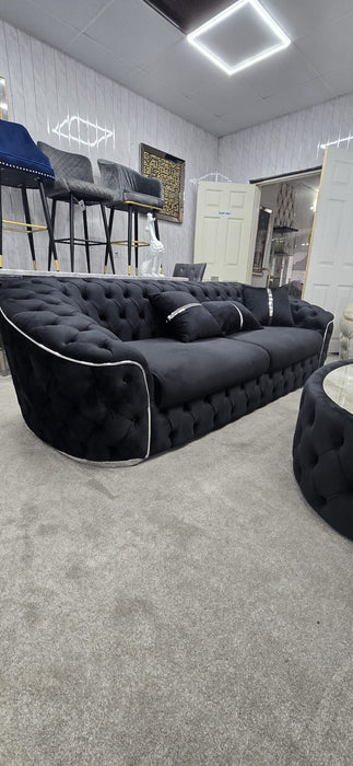 Khalifah 3+2 Seater In Black & Chrome