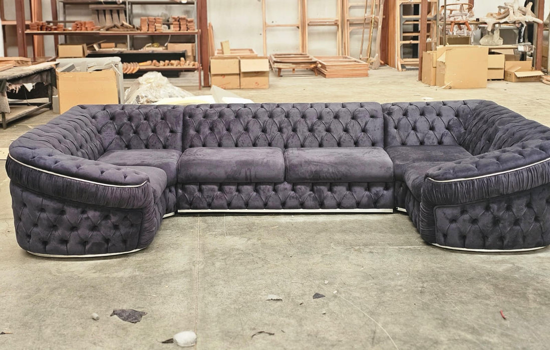 Ambassador U Shape Sofa Anthracite & Chorme