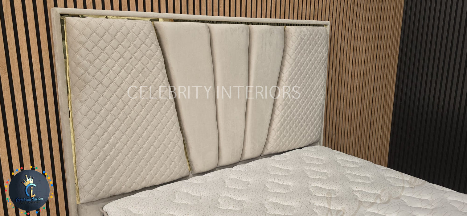 Chelsea Divan Bed set Champagne Velvet Kingize