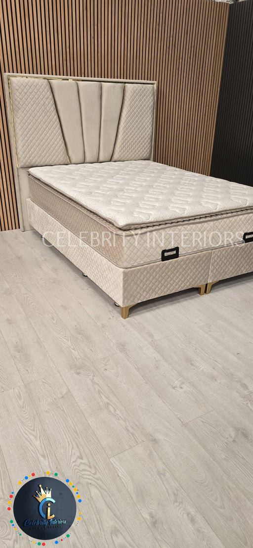 Chelsea Divan Bed set Champagne Velvet Kingize
