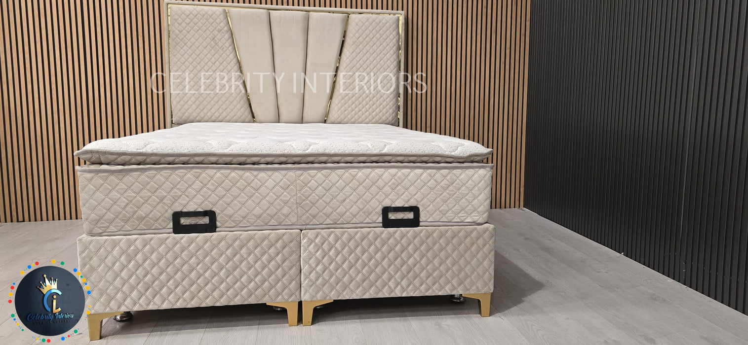 Chelsea Bedframe King Size Champagne Velvet