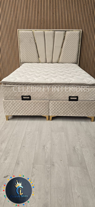 Chelsea Divan Bed set Champagne Velvet Kingize