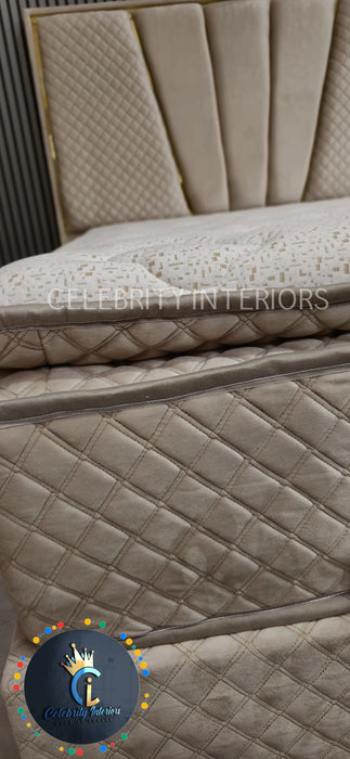 Chelsea Bed Set King Size Champagne Velvet