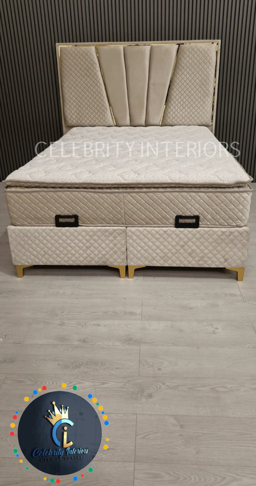 Chelsea Divan Bed set Champagne Velvet Kingize