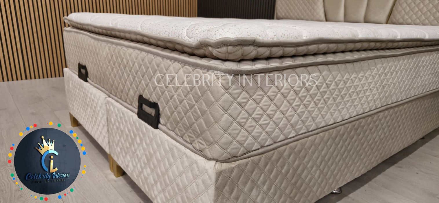 Chelsea Divan Bed set Champagne Velvet Kingize