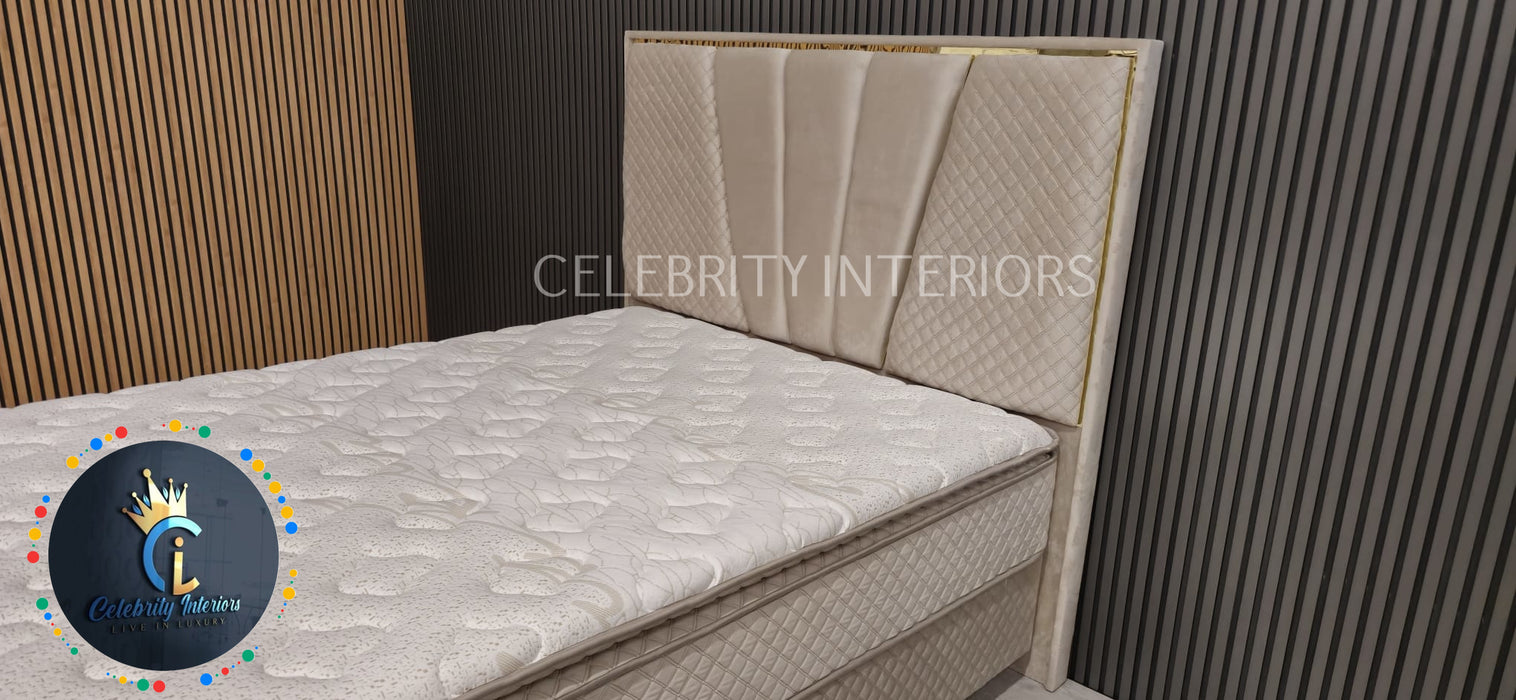 Chelsea Divan Bed set Champagne Velvet Kingize