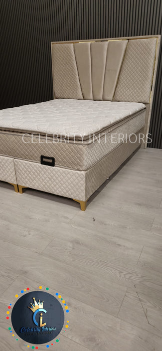 Chelsea Divan Bed set Champagne Velvet Kingize