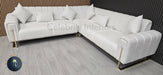 Genova Corner Sofa 270cm x 270cm White Boucle Fabric & Gold