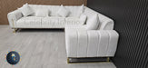 Genova Corner Sofa 270cm x 270cm White Boucle Fabric & Gold