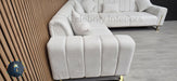 Genova Corner Sofa 270cm x 270cm White Boucle Fabric & Gold