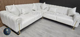 Genova Corner Sofa 270cm x 270cm White Boucle Fabric & Gold