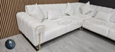 Genova Corner Sofa 270cm x 270cm White Boucle Fabric & Gold
