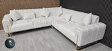 Genova Corner Sofa 270cm x 270cm White Boucle Fabric & Gold