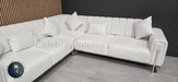 Genova Corner Sofa 270cm x 270cm White Boucle Fabric & Gold