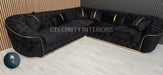 Ambassador Corner Sofa  270cm x 270cm Black Plush Velvet
