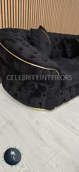 Ambassador Corner Sofa  270cm x 270cm Black Plush Velvet