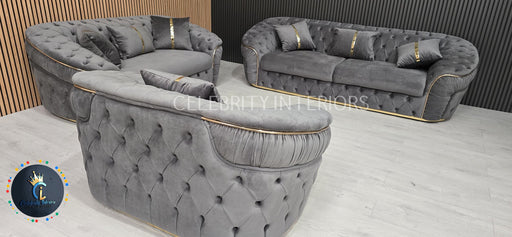 Ambassador 1 Seater In Grey V27 & Gold