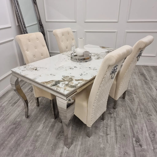 Emma Cream Velvet Dining Chairs x 6