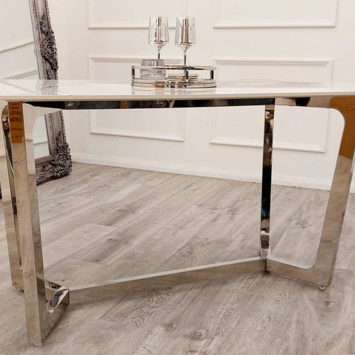 Freya 1.8 Dining Table Solid Light Pine wood with Chrome Metal Legs