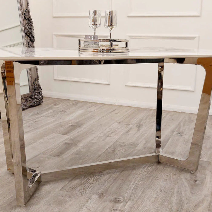 Freya 1.8 Dining Table Solid Light Pine wood with Chrome Metal Legs