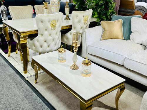 Sofia Dining Table + Victoria Lion Knocker Chairs