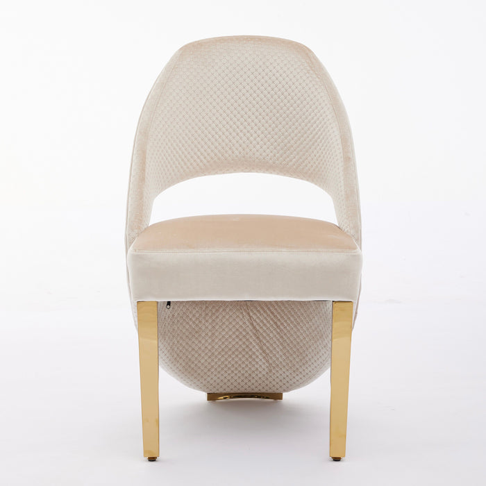 Santorini Sintered Stone Dining Table + Cream & Gold Dining Chairs