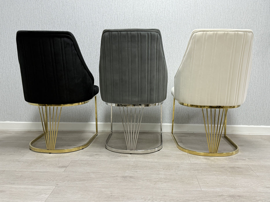 Lasco Plush Velvet Dining Chairs - Available In 3 Colours - Set Of 2