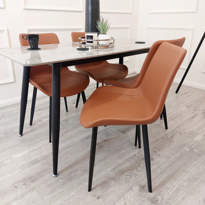 Resmus dining chair in Tan Leather (set of 4)